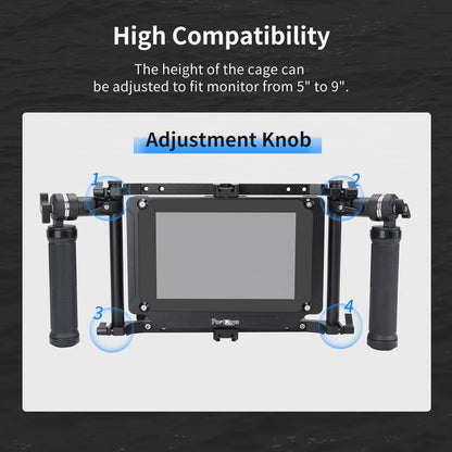 Nitze Director's Monitor Cage with Adjustable Handles for up to 9 Inch LCD Monitor Universal Monitor Cage