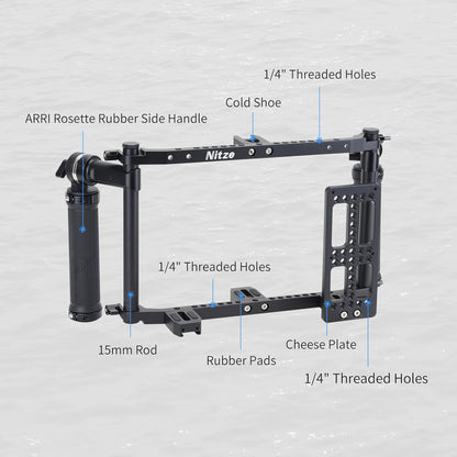 Nitze Director's Monitor Cage with Adjustable Handles for up to 9 Inch LCD Monitor Universal Monitor Cage