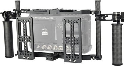 Nitze Universal Director’s Monitor Cage with Two Cheese Plates, Carbon Fiber Handles and Rods for Any Monitor up to 10"