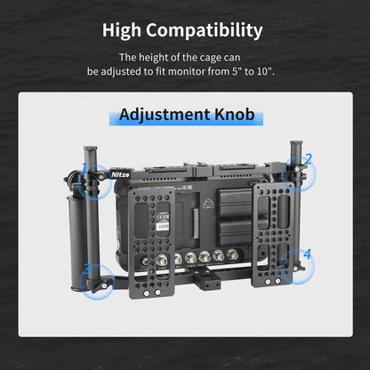 Nitze Universal Director’s Monitor Cage with Two Cheese Plates, Carbon Fiber Handles and Rods for Any Monitor up to 10"