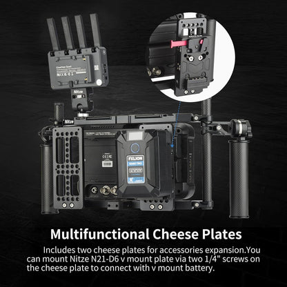 Nitze Universal Director’s Monitor Cage with Two Cheese Plates, Carbon Fiber Handles and Rods for Any Monitor up to 10"