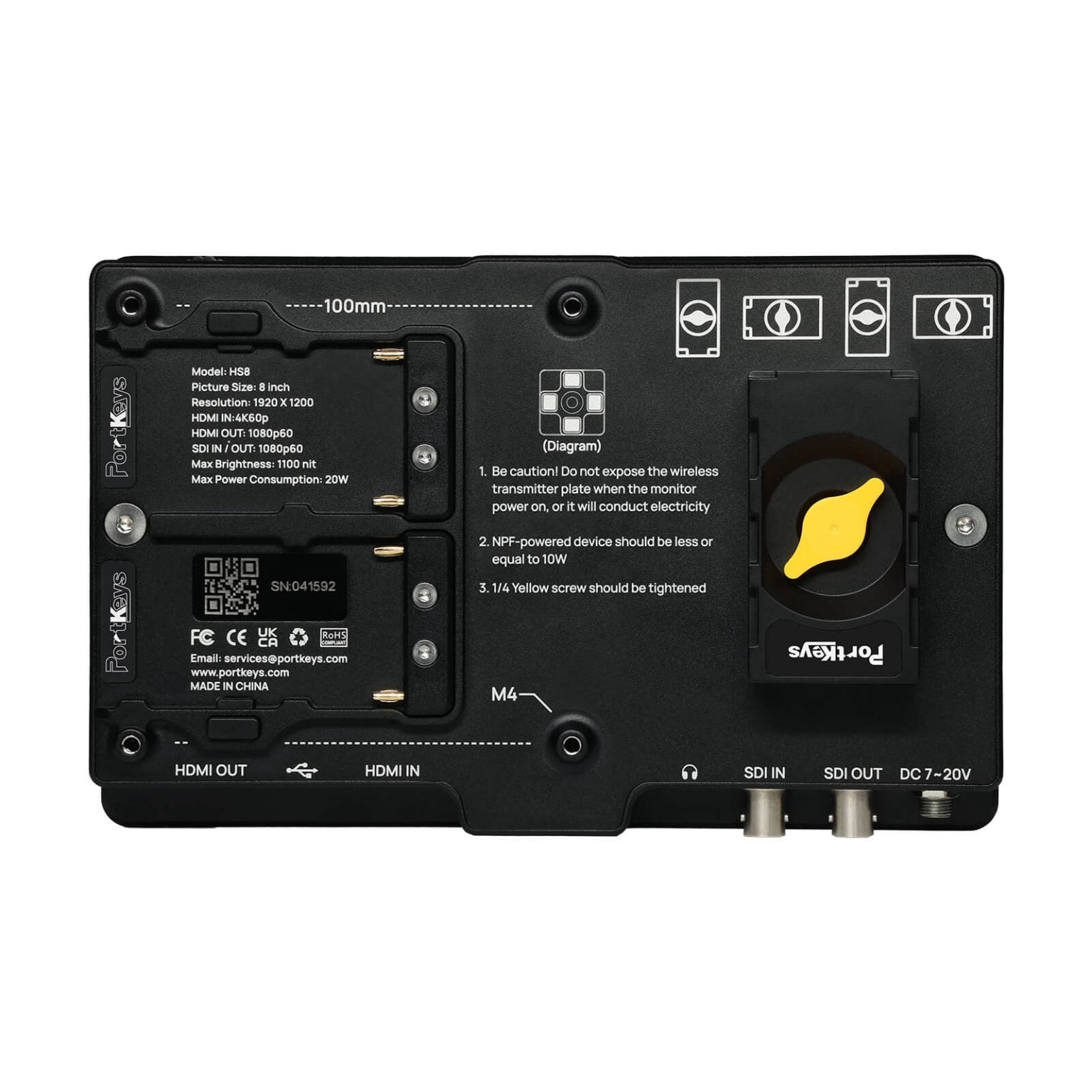 Portkeys HS8 8″ 1100nits Film Camera Monitor with SDI/HDMI I/O