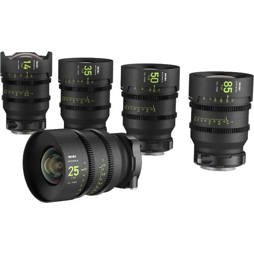NiSi Athena Prime Full Frame Cinema Lens Set with 5 Lenses + FREE 4x5.65" 1/8 Black Mist and Polarizer