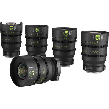 NiSi Athena Prime Full Frame Cinema Lens Set with 5 Lenses + FREE 4x5.65" 1/8 Black Mist and Polarizer