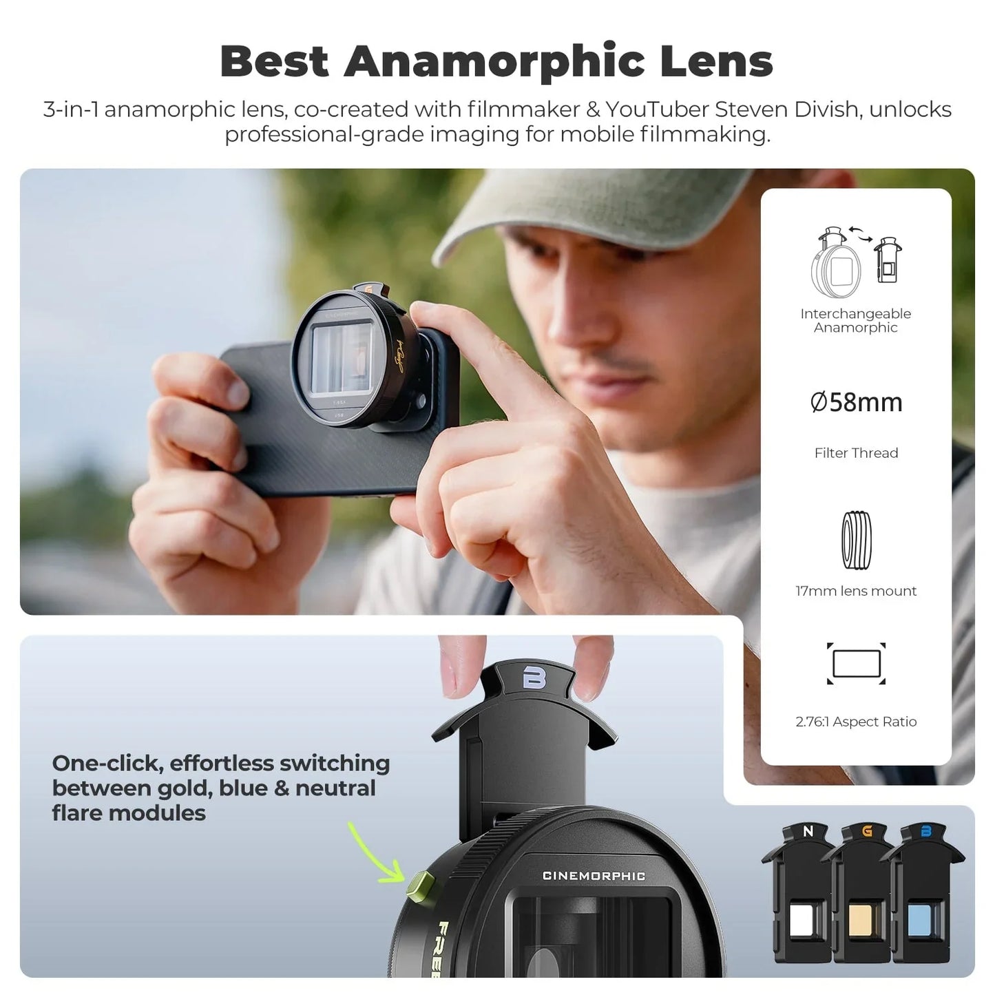 Steven Divish 1.55x Pro Cine Anamorphic 3 in 1